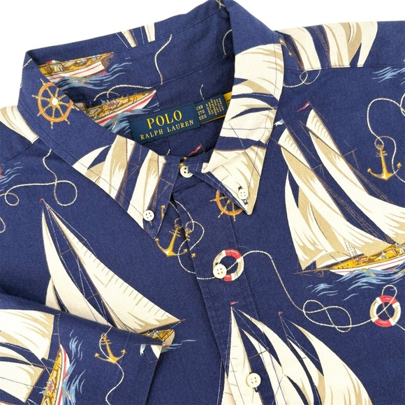 Polo Ralph Lauren Other - Polo Ralph Lauren Men 2XB Short Sleeve Button Down Shirt Sailboat Nautical Print